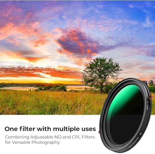 K&F CONCEPT 67mm Variable Fader ND2-32 ND Filter and CPL Circular Polarizing Lens Filter in 1 for Camera Lens Waterproof Neutral Density Polarizer Filter (Nano-D Series) - Image 3