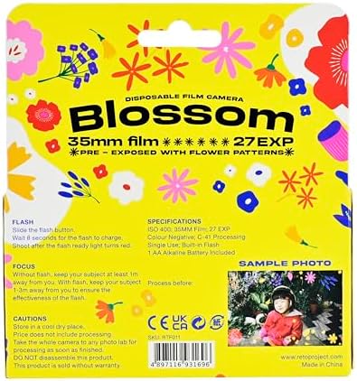 Retocolor Blossom 400 35mm Disposable Film Camera 27EXP, ISO400, Color Negative Film, Focus Free, Easy to Use, Built in Flash, Single Use (Film and Battery Included) (Blossom) - Image 2
